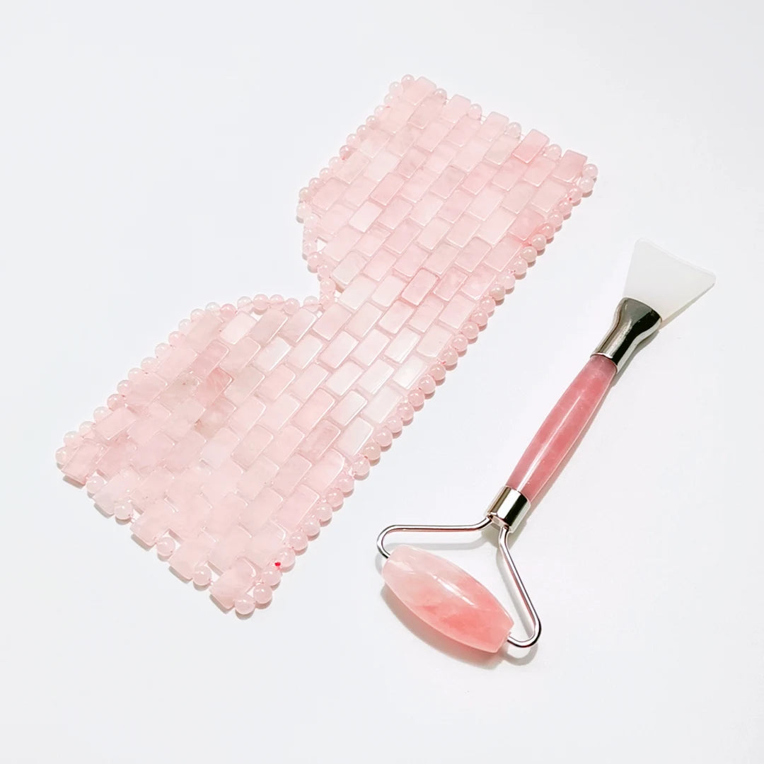 HY Gems Facial Neck Massage/Anti Aging/Slimming Function Eye Sleep New Jade Mask Rose Quartz Stone