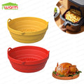 A3 New Design Collapsible Reusable Food Grade Silicone Bowl Pot for air Fryer Pot Tray Pan with Handles and Accessories