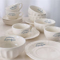 Ins Korea Cream White Ceramic Tableware Set French Blue Alphabet Ceramic Dessert Cake Plate