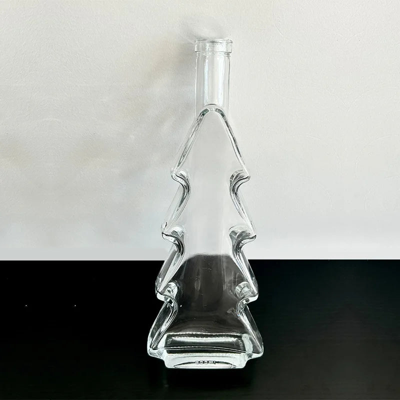 250ml 500ml Christmas Pine Tree Glass Bottle Eco-Friendly for Wine Brandy Champagne