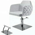 Light Luxury Diamond Decoration Barber Chair White Styling Full Set Furniture for Haircut Salon Swivel and Lifting Function