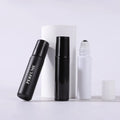 Silk Screen Perfume Essential Oil Roll on Bottle 10ml Black Lid Cosmetic Packaging Obsidian Gemstone Glass Roller Bottles