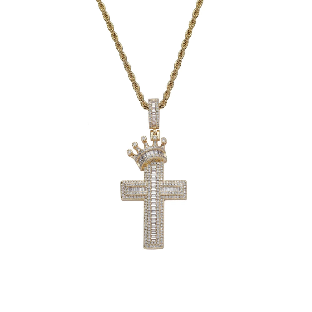 CN395  Bling Bling CZ Jewelry Cross  Pendant Iced Out Cubic Zircon Pendent Necklace Hip Hop Jewelry