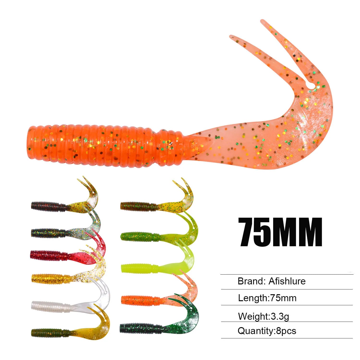 Wholesale 75mm 3.3g 8pcs Fishing Lure Soft Silicon Worm Bass Pike Artificial Bait Swimbait Softbait Fishing Soft Lure Shad Tacke