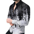 New Fashion Casual Streetwear Collared Buttoned Retro Vintage Long-Sleeved Men's Shirt Spring 100% Polyester Breathable