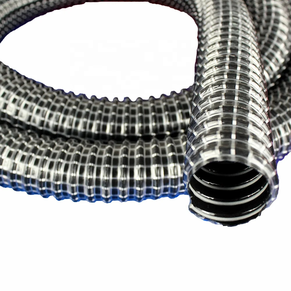PVC Soft Flexible Light Weight Anti-Uv Industrial Use Vacuum Hose Steel Wire Reinforcement