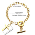 Stainless Steel Chain OT Clasp Toggle Bracelet Purse Dollar Symbol Ankh Charm Bracelet for Women Men Cross Jewelry