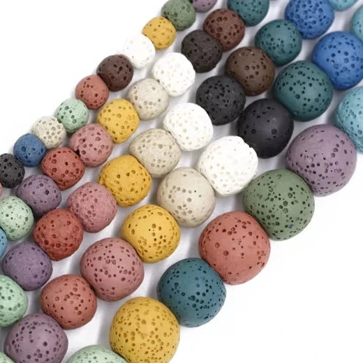 Wholesale 6mm 8mm 10m 12m Natural Colorful Volcanic Lava Rock Stone Beads Strand for DIY Jewelry Making