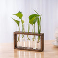 Tailai Plant Terrarium with Wood Stand Wall Hanging Live Plant Propagation Station Planters Glass Tubes Hydroponic Vase for Home