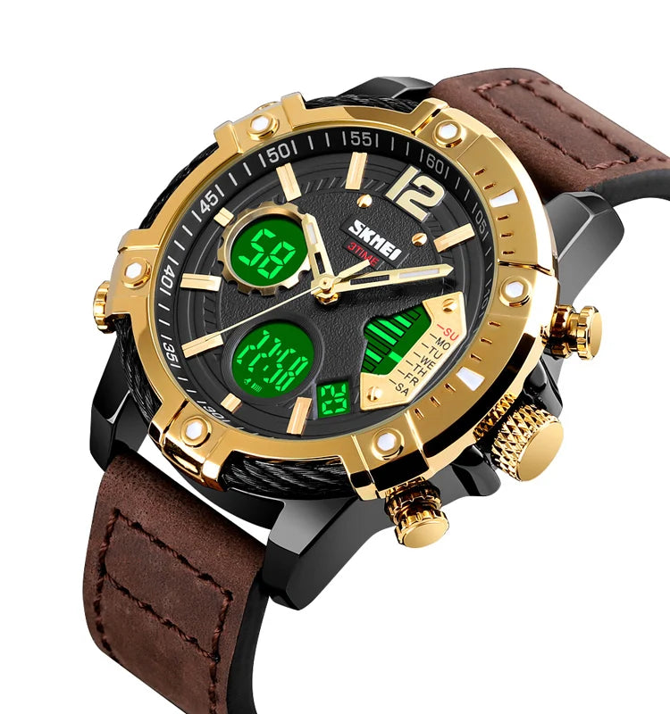 Leather Luxury Watch Gold Reloj Customized Watch Skmei 1618 Relogio Masculino Watches Men Wrist Luxury