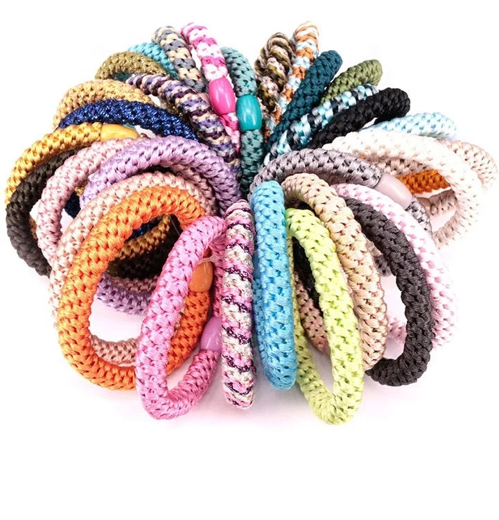 Colorful Simple Woven Elastic Sets Hair Tie Bracelet Spiral Hair Ties for Women