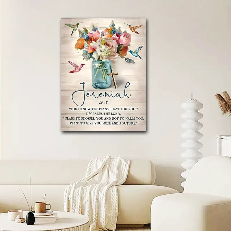 Wholesale Farmhouse Scripture Wall Art Religious Bible Verses Canvas Prints Flower Pictures Christian Artwork Home Decor