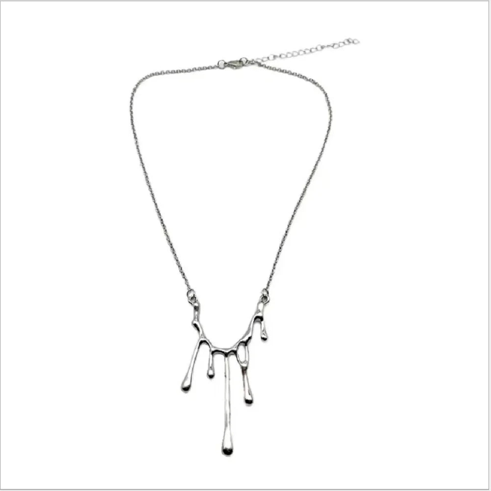 Fashion Stainless Steel Long Water Drop Pendant Necklace Charm Hip Hop Choker Necklaces Jewelry for Women