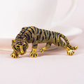 America Hot Sale Gold Plated Animal Tiger Brooch Pin Black Enamel Tiger Brooch Men Jewelry