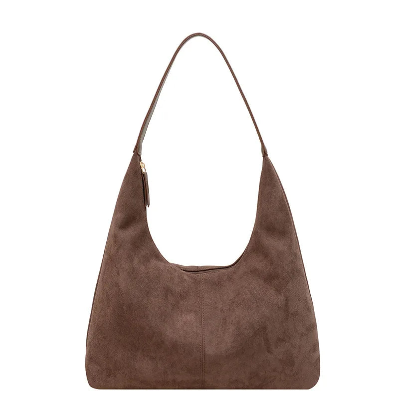 Customized logo Soft Leather Shoulder Bag elegant Suede Handbag Slouchy Tote Bag OEM Vintage Chamois Leather Hobo Bags for Women