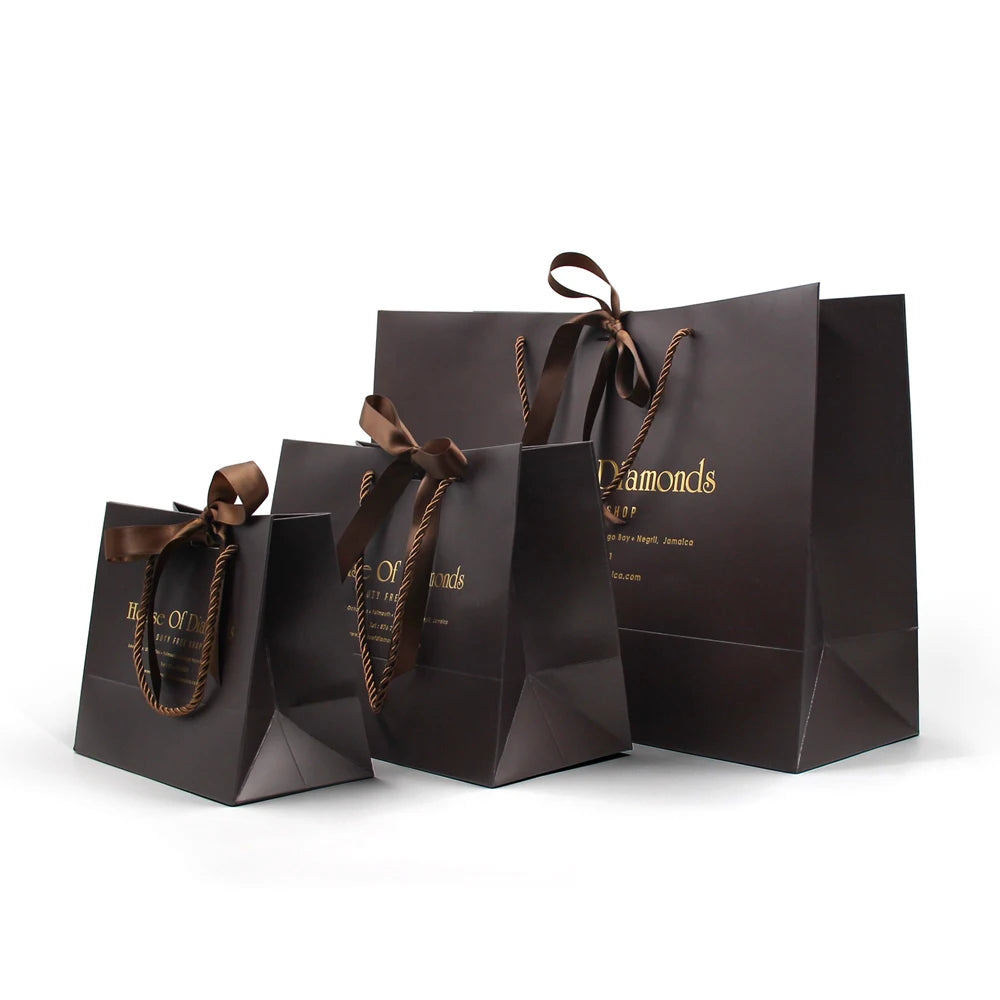 Custom Design Luxury Retail Boutique Gift Shopping Packaging Paper Bags for Clothes Customised Brown Paper Bags With Logo