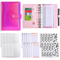 A6 PU Leather Notebook Journal 6 Ring Binder Planner Glitter Cover Budget Binder With Cash Envelopes Notebook for Girls