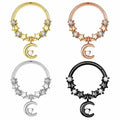 Stainless Steel Brass Septum Piercing Jewelry for Women Men 8 10mm 16g Moon Star Cartilage Amber Nose Rings Wedding Engagement