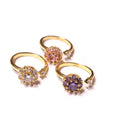 G224 Jewelry Gold Plated Spinning Anti Anxiety Ring Fidget Spinner Rotatable Zircon Ring