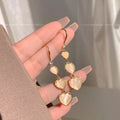 Fashion Long Opal Heart Tassel French Earrings for Women Luxury Long Tassel Dangle Earring Wedding Party Luxury Jewelry Gift