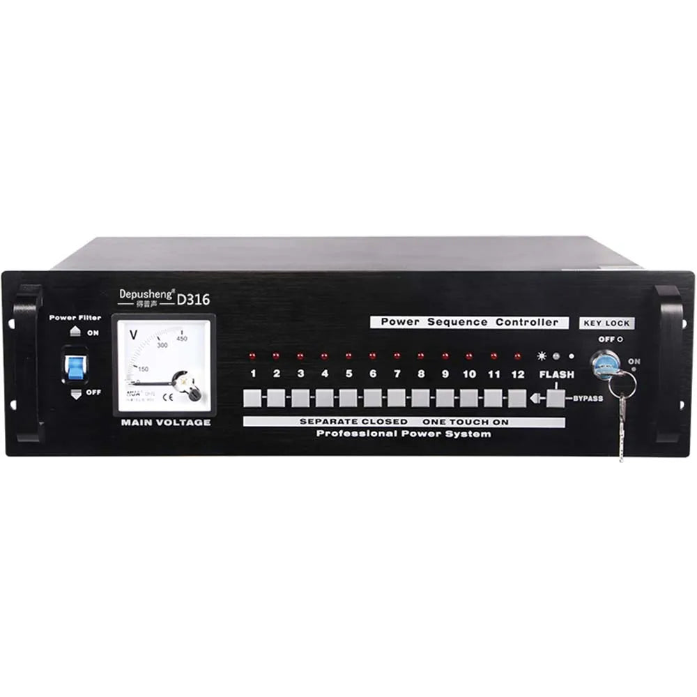 Depusheng D316 Professional 2U Digital  Power Sequencer for KTV Commercial Concert Meeting Party