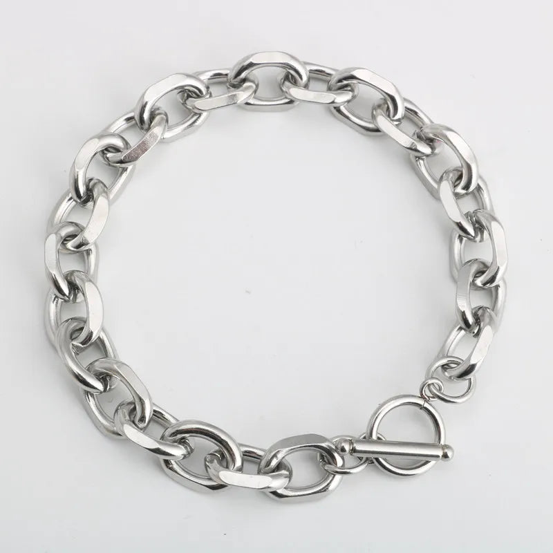 Fashion Stainless Steel Jewelry Women Chunky Hand Link Chain Bracelet