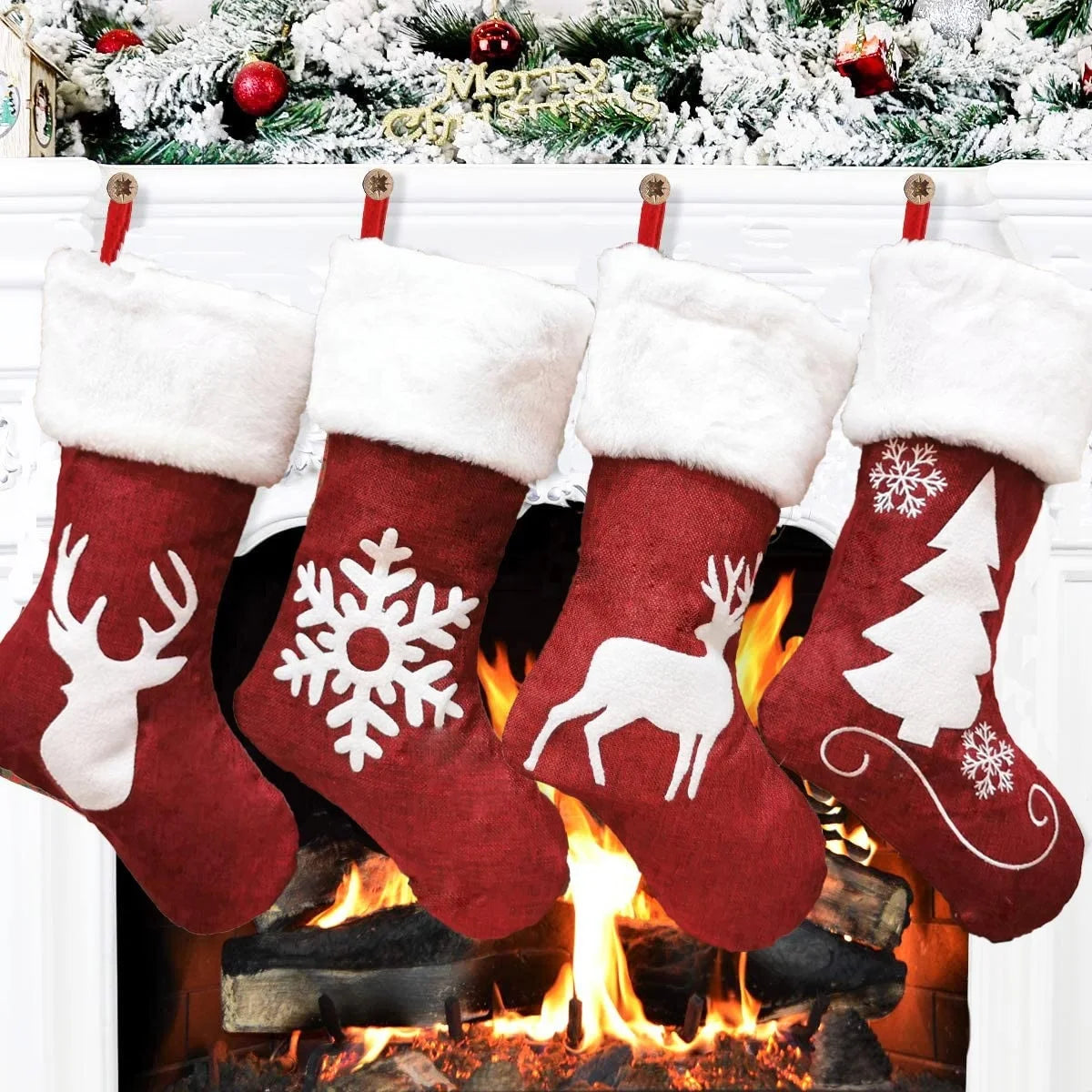 Large Deer Pattern Christmas Decoration Pendant Xmas Ornaments Socks Gift Bag Festive Stockings Ornament