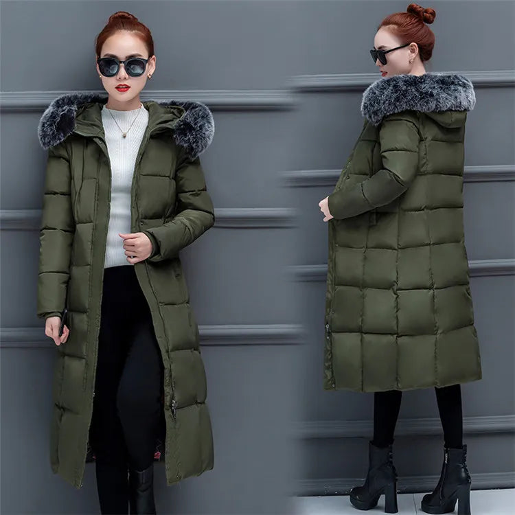 2020 Winter New Korean Version of the Long and Medium-sized Large Fur Collar Thick Cotton Women's Jackets