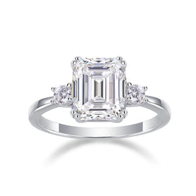 4CT Moissanite Closed Ring Lab Grown Diamond 925 Sterling Silver Casual Rings for Ladies