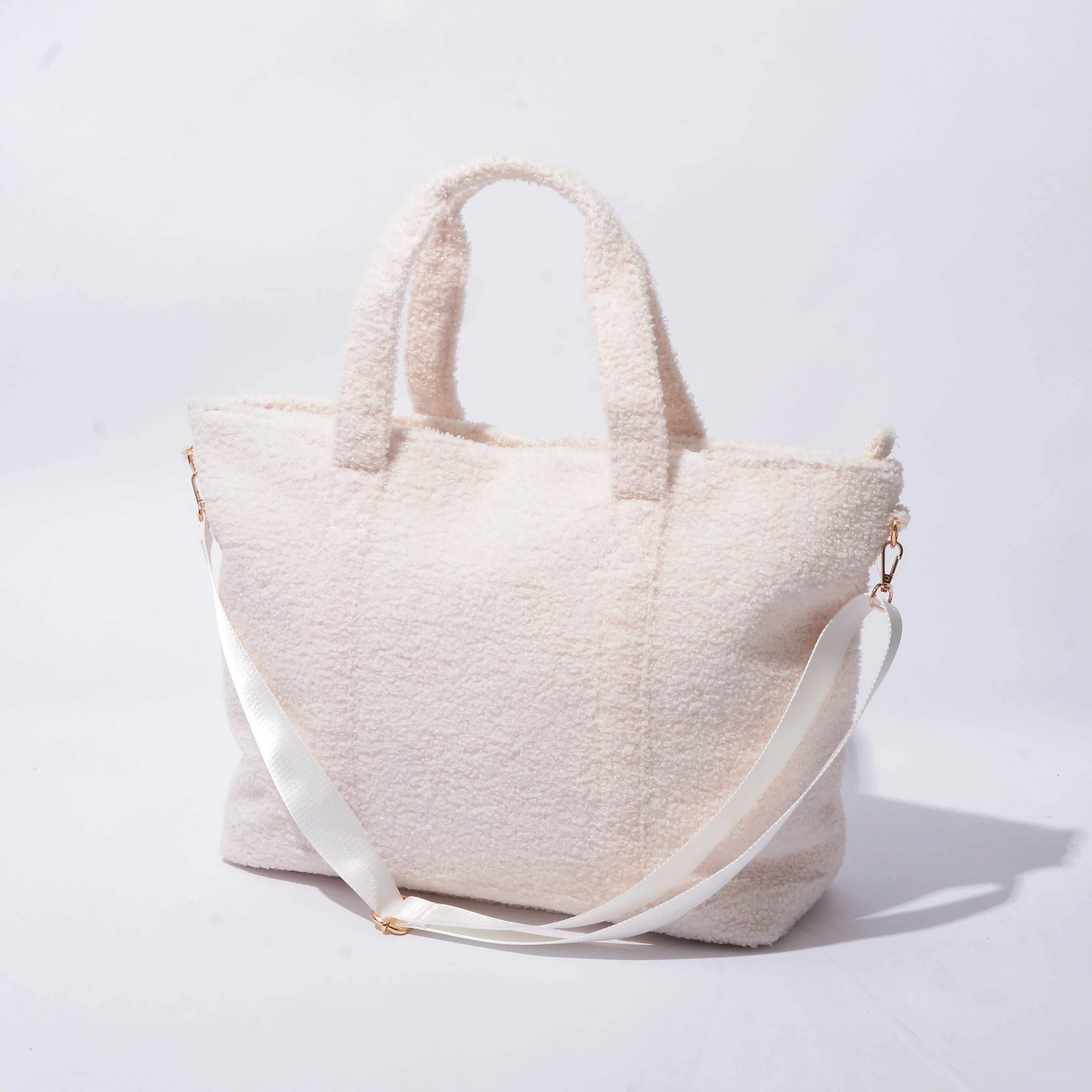 Large Capacity Luxury Fashionable Handbags Retro Beach Bag Shoulder Personalized Blank Plain Soft Plush Winter Tote Bag Carteras