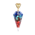 Wholesale 7 Chakra Natural Stone Gravel Resin Cone  Hexagonal Pendant Necklace Crystal Healing Orgonite Pendant Necklace