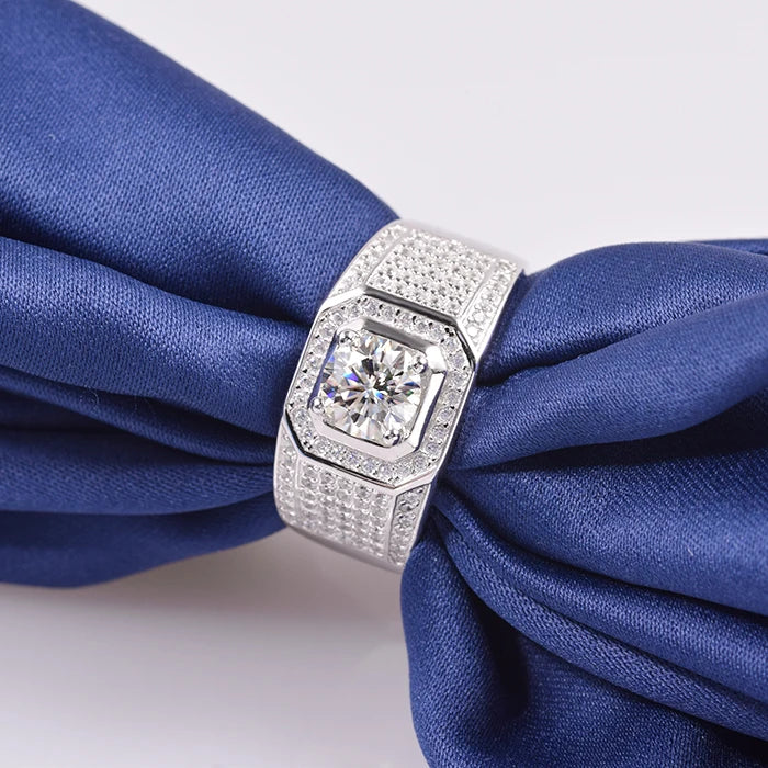 Top Sell Men Jewelry 925 Silver 1 Carat Moissanite Ring