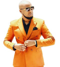 Brand New Orange Groom Tuxedos Double-Breasted Men Wedding Tuxedo Men Jacket Blazer Men Prom Dinner Party Suit Jacket Pants Set