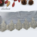 8.2cm Wide Black Gold Embroidered Silver Thread Netting Chiffon Lace Sewing Ribbon for Dress&Clothing&Hat&Silk