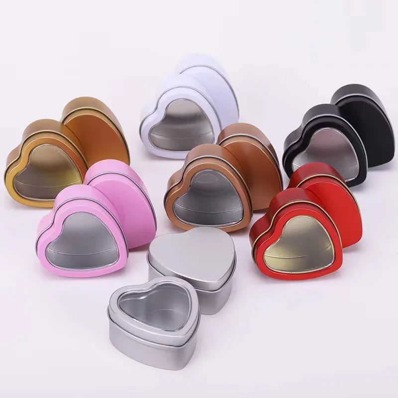 Custom Logo Chocolate Candy Cookie Biscuit Heart Shaped Tin Box With Window Love Wedding Gift Heart Shaped Mental Tin Can MegaBDM