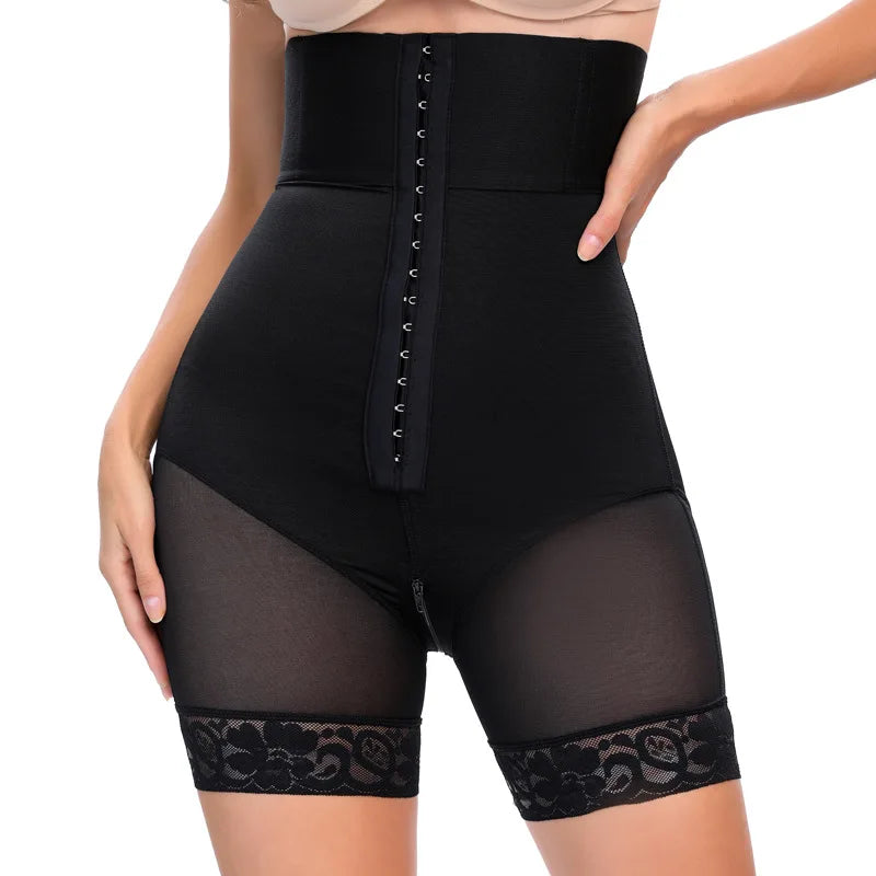 Latex Waistband Fajas Colombianas Butt Lifter Tummy Control Shorts Womens Plus Size High Waist Panties