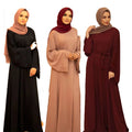 Customized Dubai Middle East Women's Traditional Muslim Dress-Solid Floor-Length Abaya Large Lace-Up Made Chiffon Natural Hot