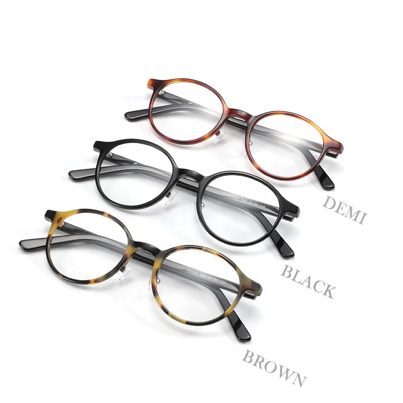 2024 Retro Round Vintage Classic Eyeglasses Frames High Quality Acetate Optical Anti Blue Light Blocking Prescription Frames