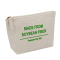 Natural Biodegradable Soybean Fiber Canvas Zipper Pouch Bag Custom Eco Friendly Soy Fiber Makeup Cosmetic Gift Packaging Bags