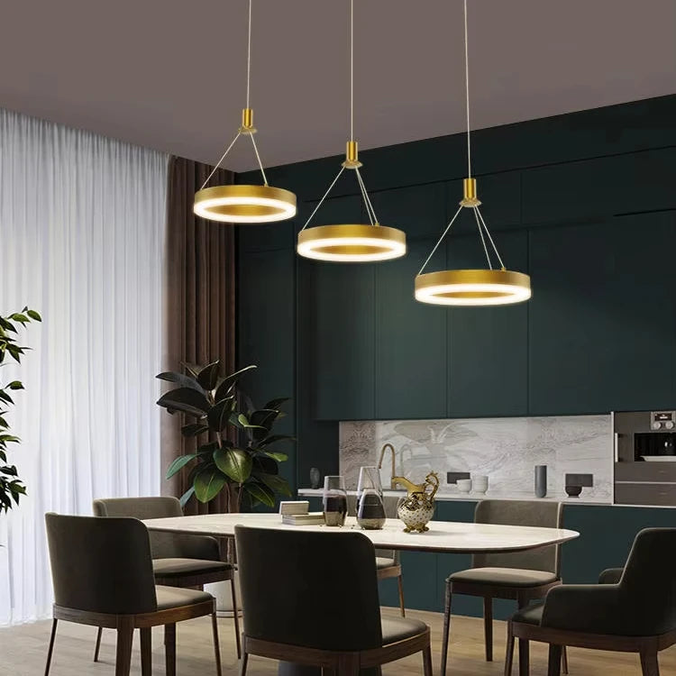 Modern Luxury Gold Black Square Round Pendant Lights for Bedroom Kitchen Island Bar Metal Led Pendant Lights Adjustable Height