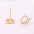 18K Gold Plated Brass Hollow Heart Stud Earrings Micro Pave Round CZ Beaded Border Studs Women Dainty Jewelry