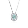 Platinum Plated 925 Sterling Silver Egg-Shaped Pendant Necklace 5*7mm Paraiba Blue Color Moissanite for Women