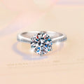 Silver 925 Original 3 Carat Round Brilliant Cut Pass Diamond Test D Color Moissanite Wedding Ring for Teen Girls Fine Jewelry