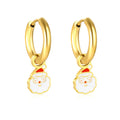 Children Christmas Gift Jewelry Hypoallergenic 316 Stainless Steel Earrings Mini Santa Claus Enamel Dangle Huggie Hoop Earrings