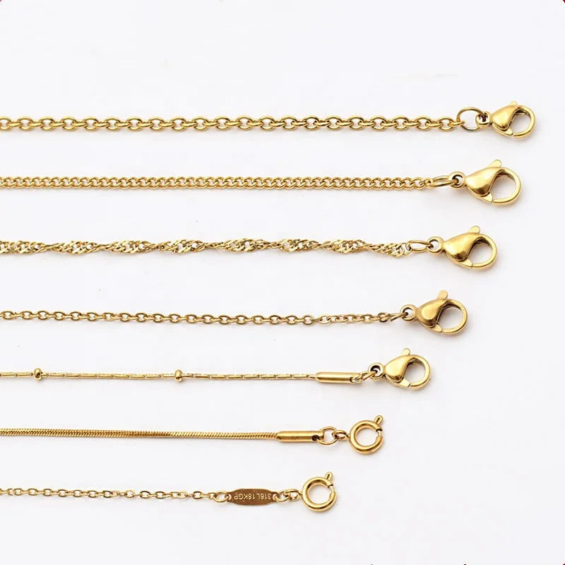 Stainless Steel 18K Gold Plated Basic O Side Water Wave Snake Spacer Chain DIY Necklace Wholesale Prices