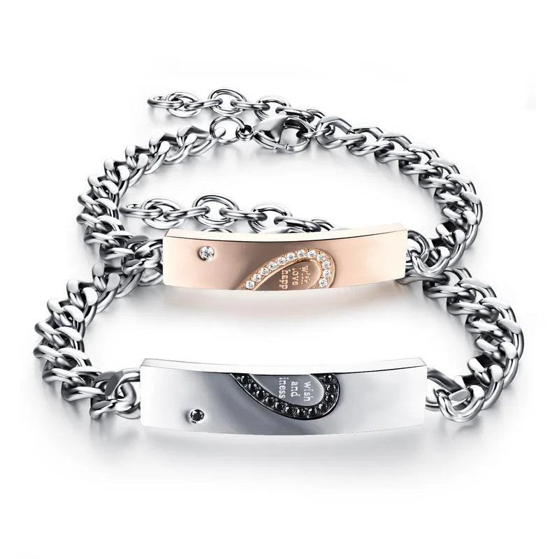 New Fashion Jewelry Wholesale Friendship Men Women Stainless Steel Bracelets Couples Stainless Steel Heart Bracelets for Men