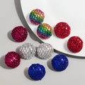 Trendy Full Diamond Statement Earrings Colorful Rhinestone Resin Disco Ball Round Personality Big Alloy Stud Earrings WOMEN