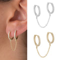 Fashion Gold Silver Color Punk Handcuff Chain Earrings for Women