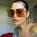 UNOC Trending Gold Metal Frameless Square Sun Glasses UV400 Optical Lady Eyewear with Big Frame for Office & Party