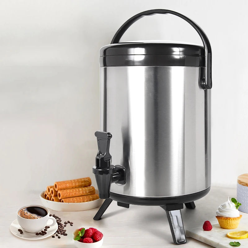 MS Commercial Custom Stainless Steel Cannaburst 8l/10l Color Double Layer Milk Tea Bucket Cold Ice Drum Barrels Milk Tea Barrel